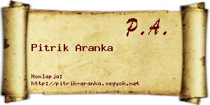 Pitrik Aranka névjegykártya